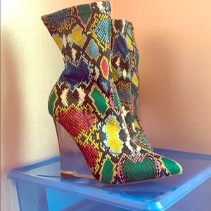MultiColored Snake Print Boots